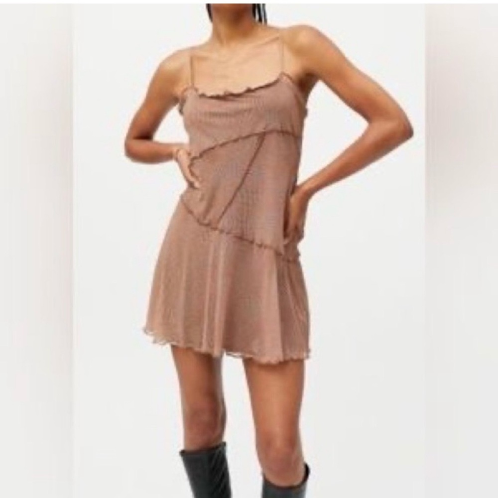 Festival abstract Y2K Mesh slip dress UO small raw hem Ruffle Dress *2 for 20*